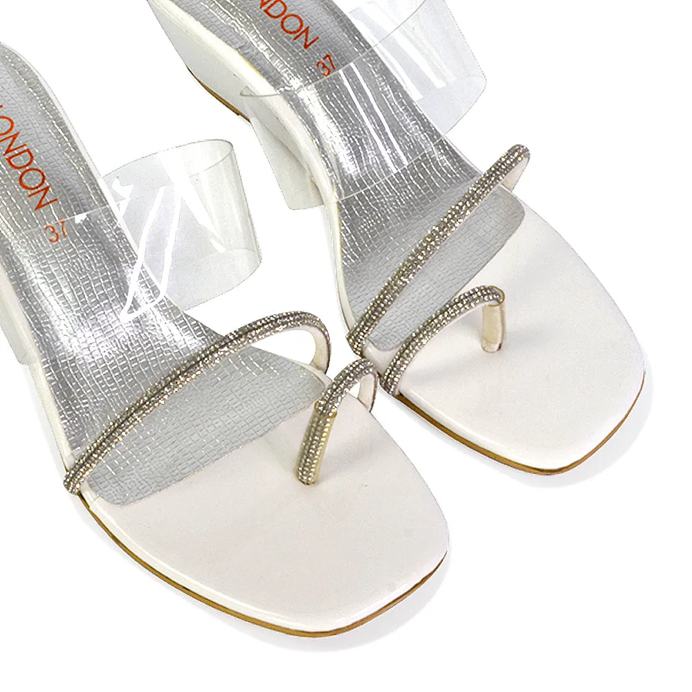 Hayes Perspex Strappy Toe Post Diamante Wedge Heel Sandals in White sold by XYlondon product image thumbnail 2