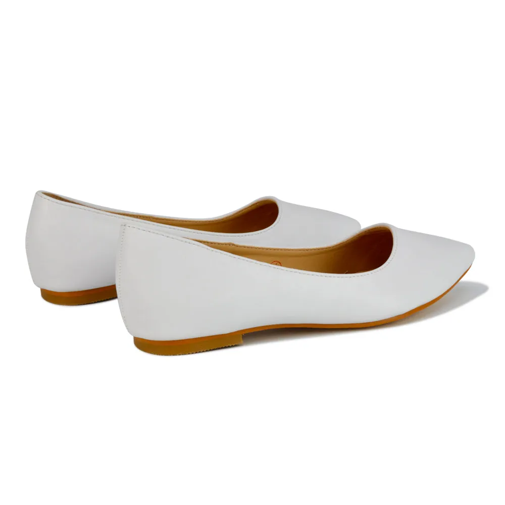 Alessia Flat Pointed Toe Low Heel Slip on Bridal Ballerina Pump Shoes in White sold by XYlondon product image thumbnail 4