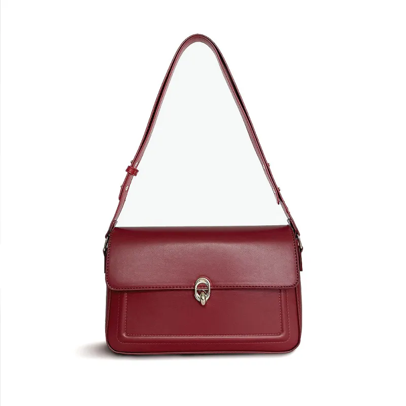 Kristie Clasp Shoulder bag With Adjustable Strap in Red sold by XYlondon