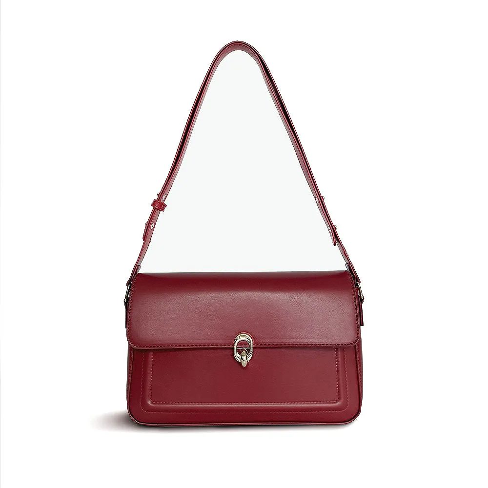 Kristie Clasp Shoulder bag With Adjustable Strap in Red sold by XYlondon
