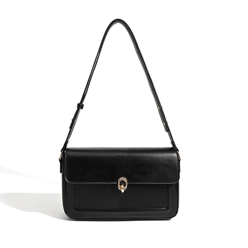 Kristie Clasp Shoulder bag With Adjustable Strap in Black sold by XYlondon
