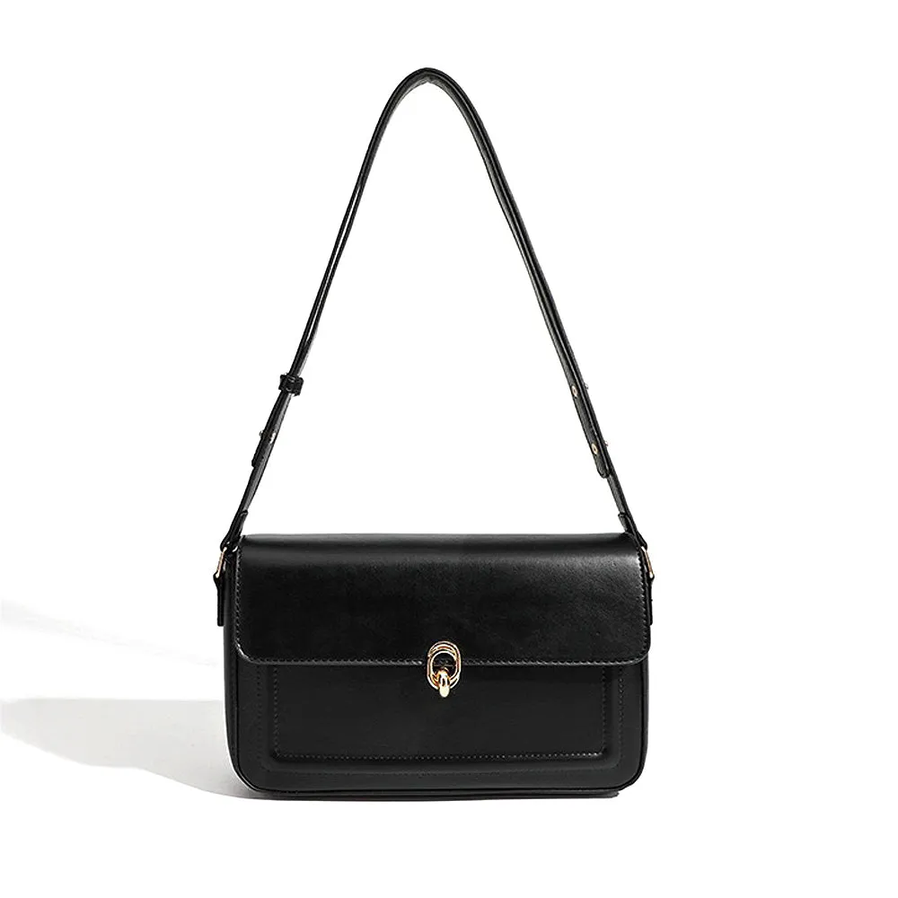 Kristie Clasp Shoulder bag With Adjustable Strap in Black sold by XYlondon