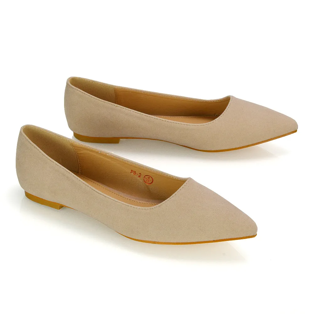 Alessia Flat Pointed Toe Low Heel Slip on Bridal Ballerina Pump Shoes in Nude sold by XYlondon product image thumbnail 3