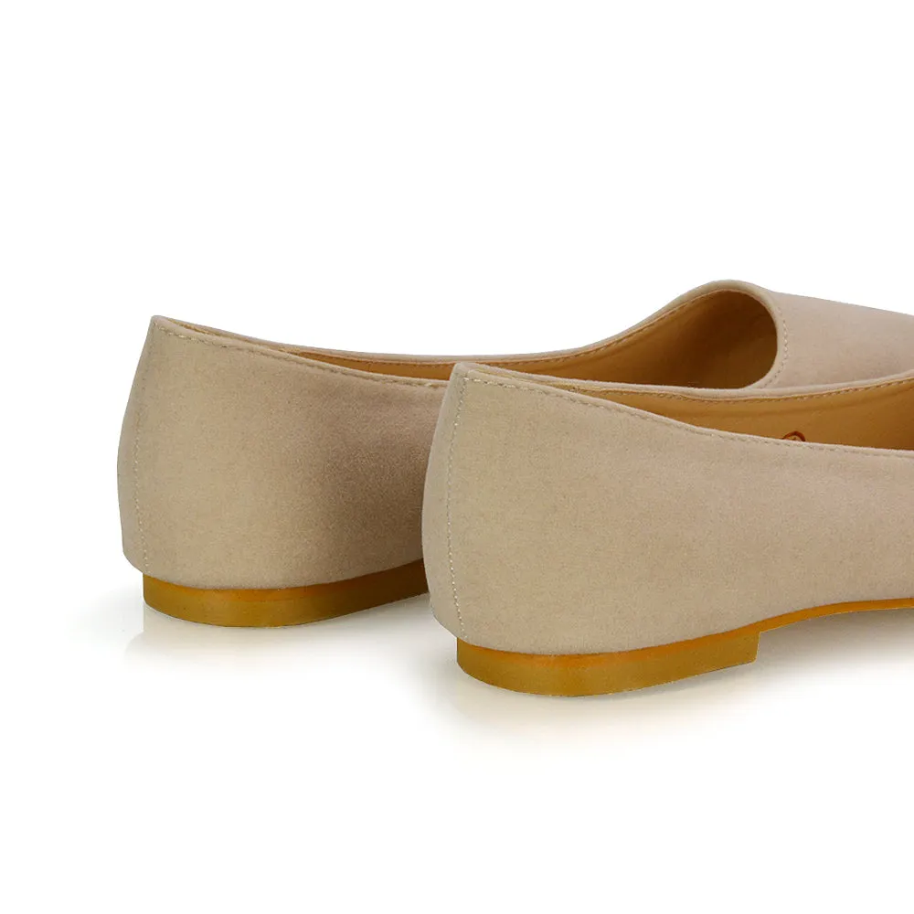 Alessia Flat Pointed Toe Low Heel Slip on Bridal Ballerina Pump Shoes in Nude sold by XYlondon product image thumbnail 5