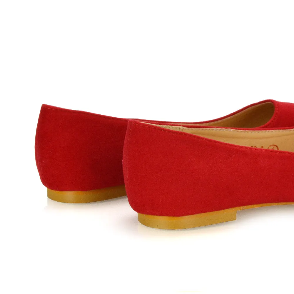 Alessia Flat Pointed Toe Low Heel Slip on Bridal Ballerina Pump Shoes in Red sold by XYlondon product image thumbnail 5