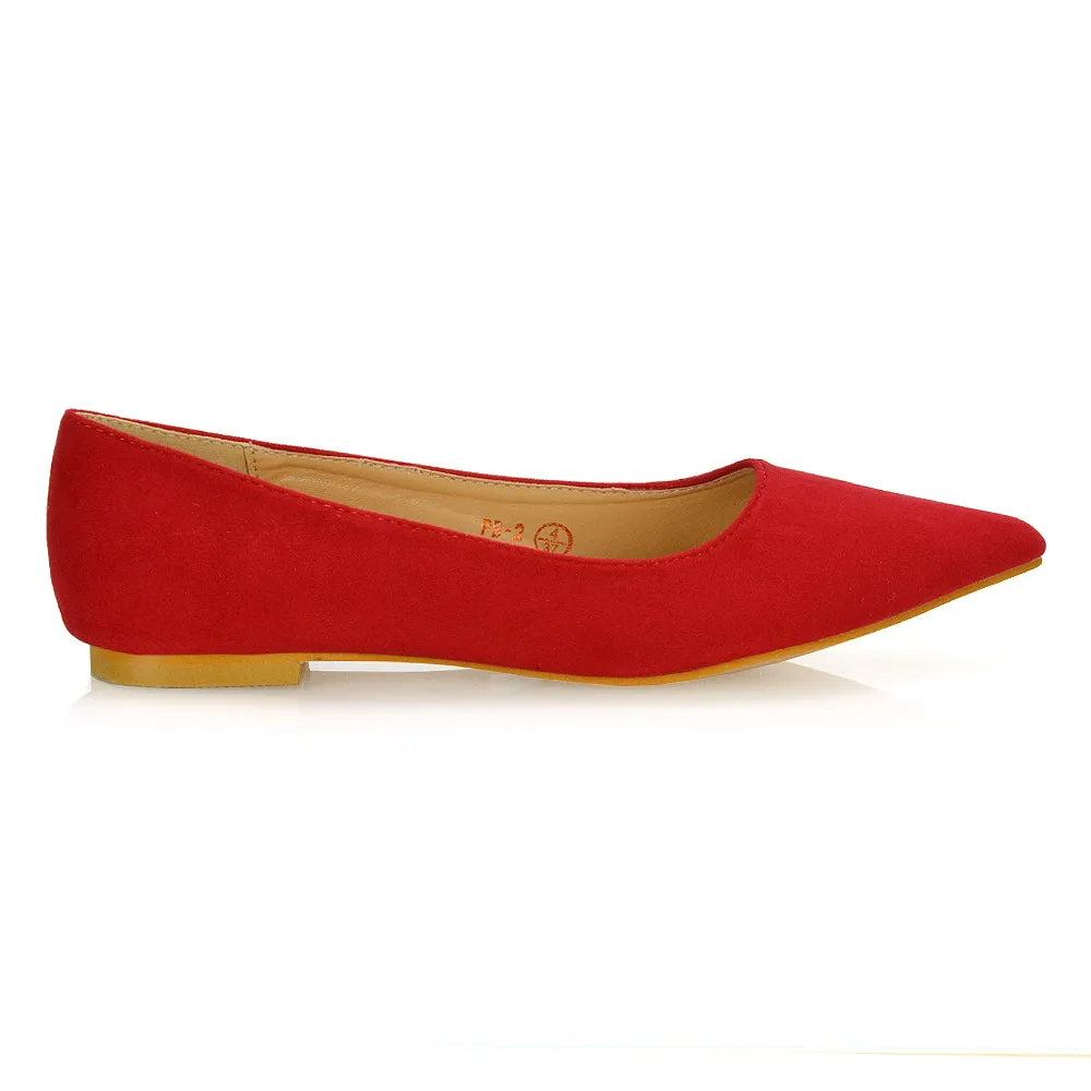 Alessia Flat Pointed Toe Low Heel Slip on Bridal Ballerina Pump Shoes in Red sold by XYlondon product image thumbnail 2