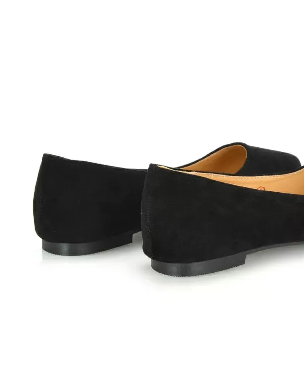 Alessia Flat Pointed Toe Low Heel Slip on Bridal Ballerina Pump Shoes in Black sold by XYlondon product image thumbnail 3