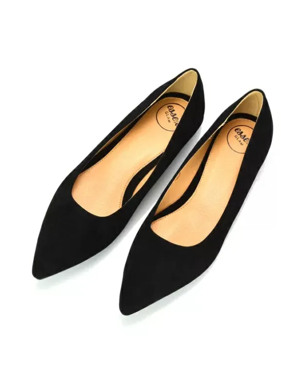 Alessia Flat Pointed Toe Low Heel Slip on Bridal Ballerina Pump Shoes in Black sold by XYlondon