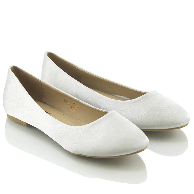 MALEFICENT FLAT BLOCK HIGH HEELED SLIP ON BALLERINA PUMP SHOES IN WHITE SATIN sold by XYlondon
