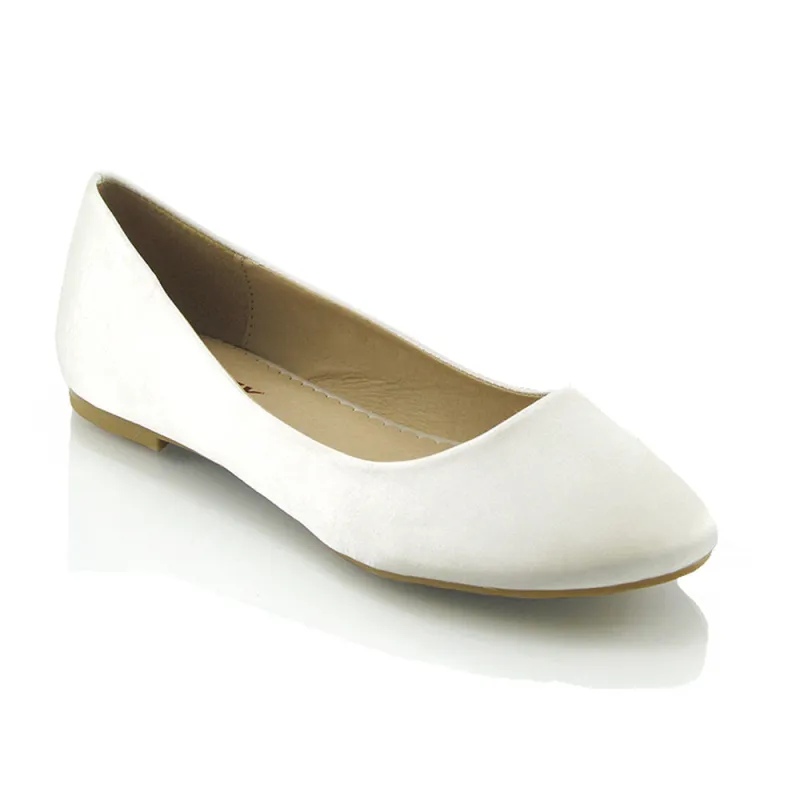 MALEFICENT FLAT BLOCK HIGH HEELED SLIP ON BALLERINA PUMP SHOES IN IVORY SATIN sold by XYlondon