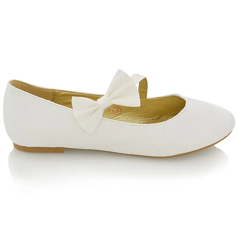 COLETTE FLAT LOW HEEL STRAPPY WITH BOW DETAILING BALLERINA PUMP SHOES IN IVORY SATIN sold by XYlondon product image thumbnail 2