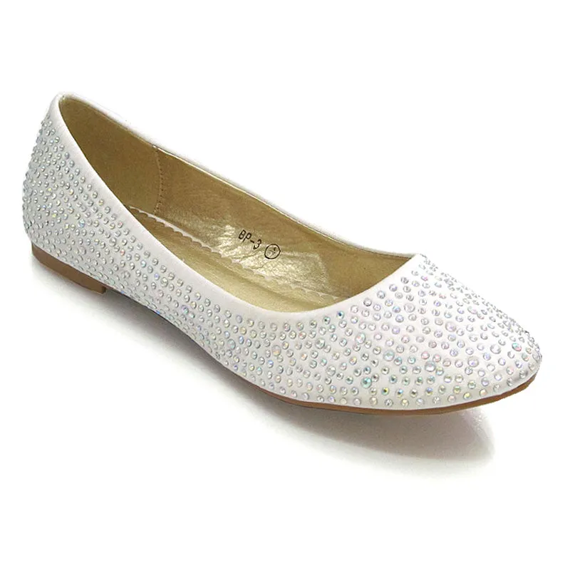 CINDERELLA SPARKLY CRYSTAL DIAMANTE FLAT PUMPS BRIDAL BALLERINA SHOES IN IVORY SATIN sold by XYlondon