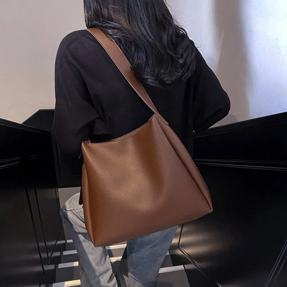 Sofia Women's Faux Leather Tote Bag With Adjustable Shoulder Strap in Brown sold by XYlondon product image thumbnail 2