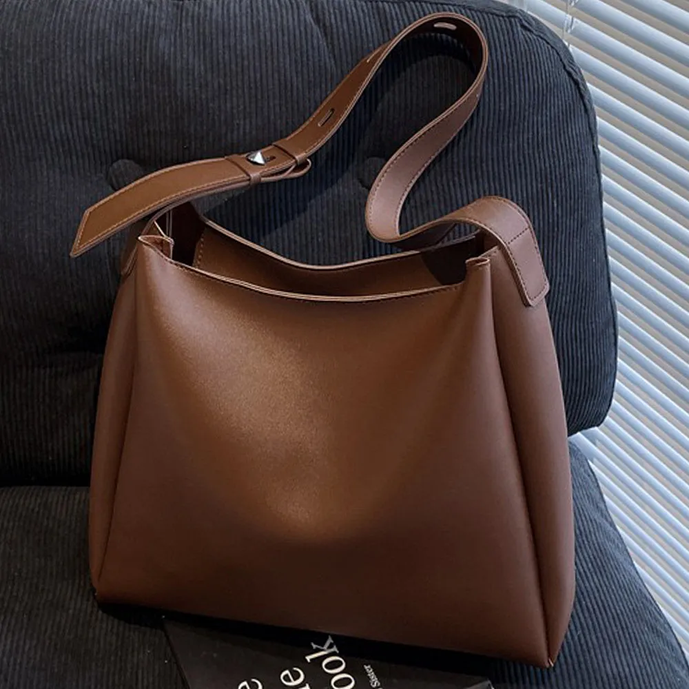 Sofia Women's Faux Leather Tote Bag With Adjustable Shoulder Strap in Brown sold by XYlondon product image thumbnail 3