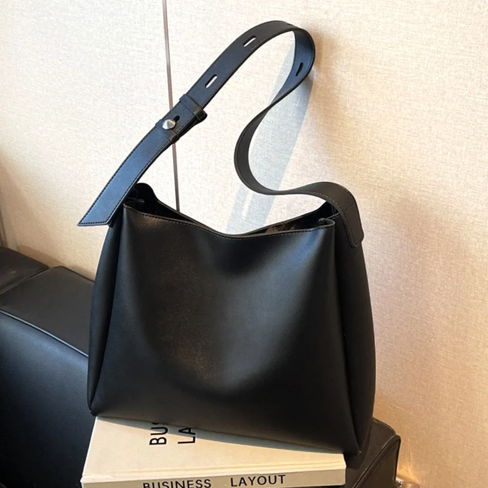 Sofia Women's Faux Leather Tote Bag With Adjustable Shoulder Strap in Black sold by XYlondon product image thumbnail 4