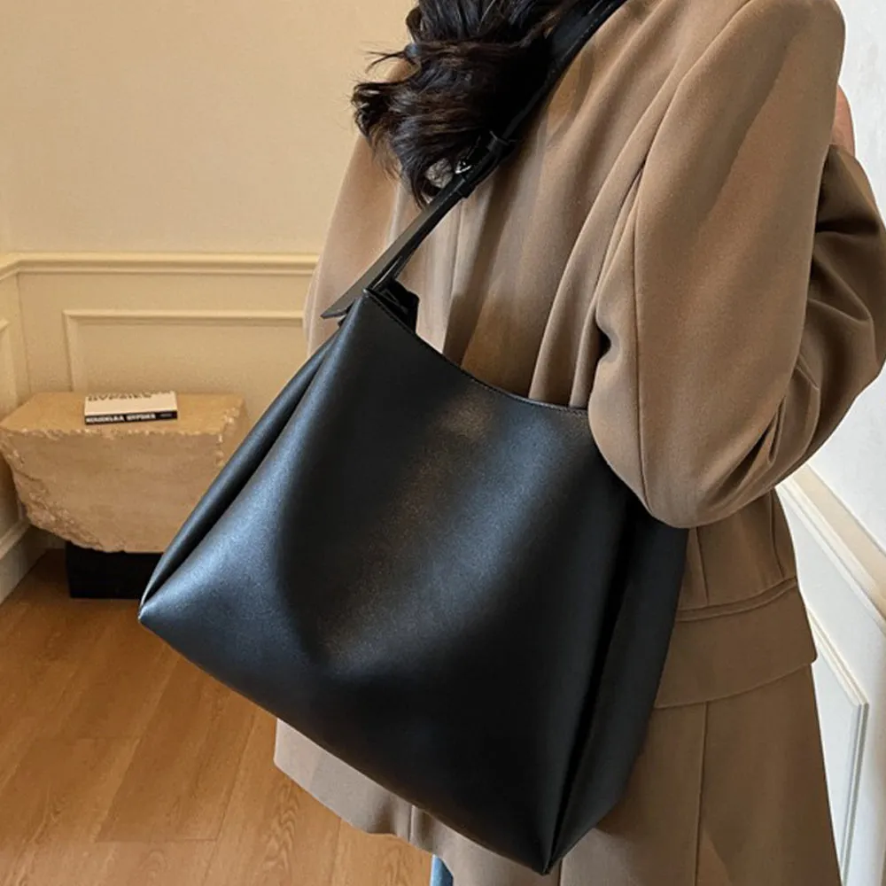 Sofia Women's Faux Leather Tote Bag With Adjustable Shoulder Strap in Black sold by XYlondon product image thumbnail 2