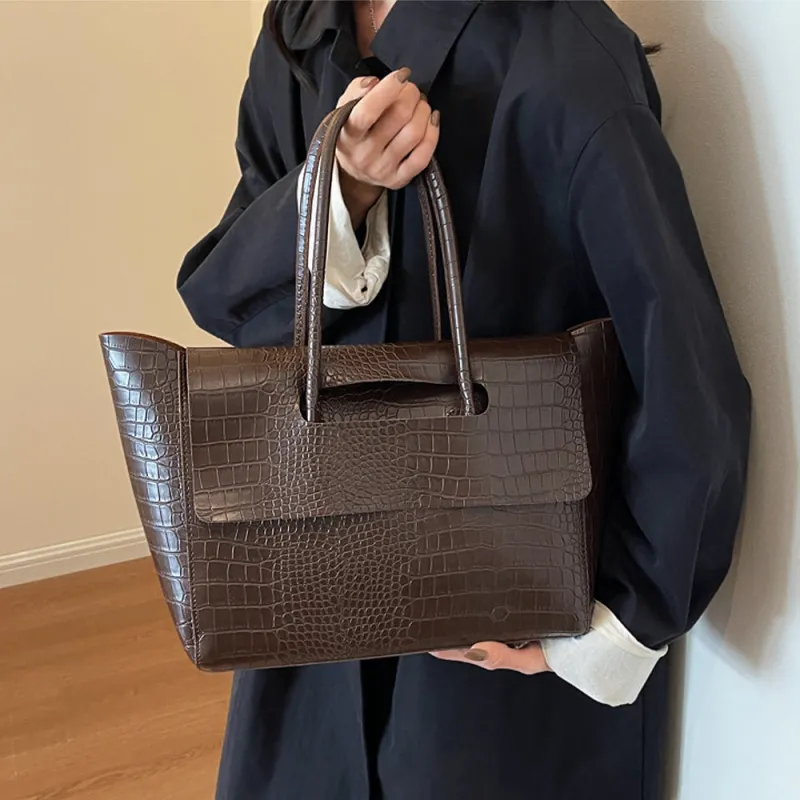 Libby Women’s Top Handle Satchel Flap Handbag Faux Leather in Brown made by XYlondon