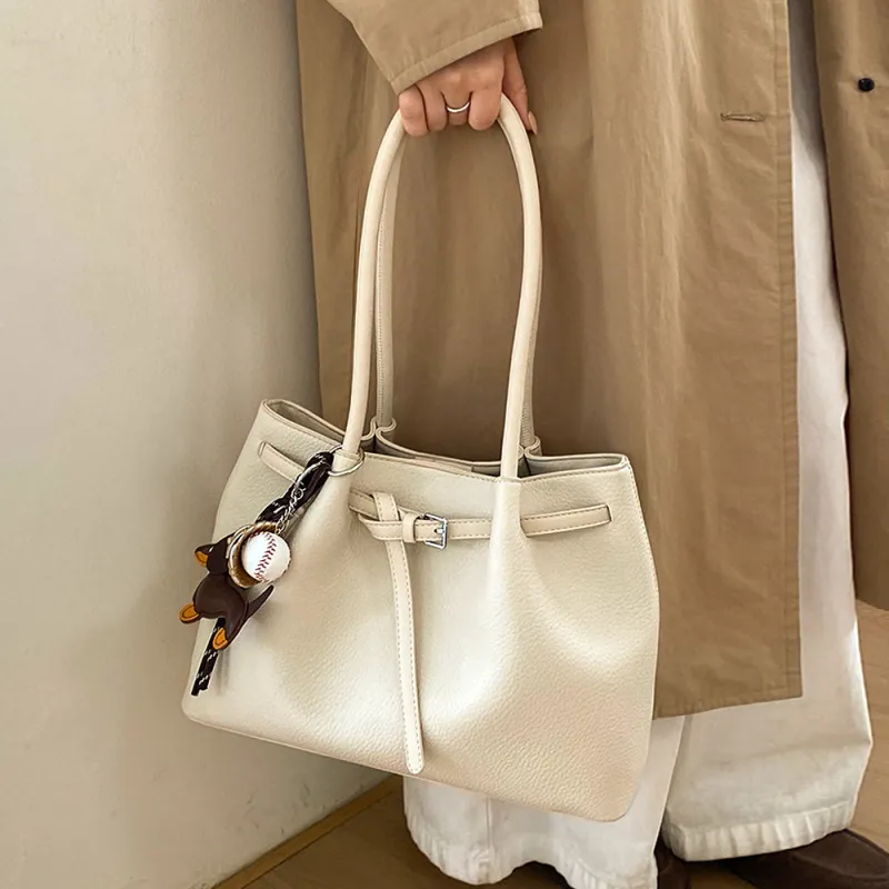 Orelia Large Shoulder Tote Bag With Charm in Beige made by XYlondon