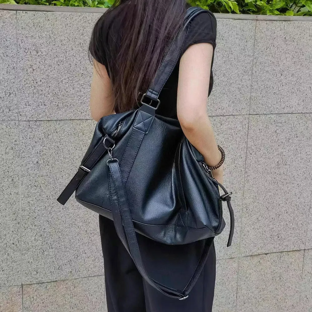 Josephine Large Faux Leather Tote Bag With Shoulder Strap in Black sold by XYlondon