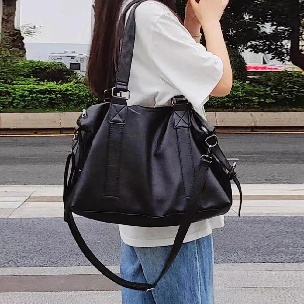 Josephine Large Faux Leather Tote Bag With Shoulder Strap in Black sold by XYlondon product image thumbnail 3