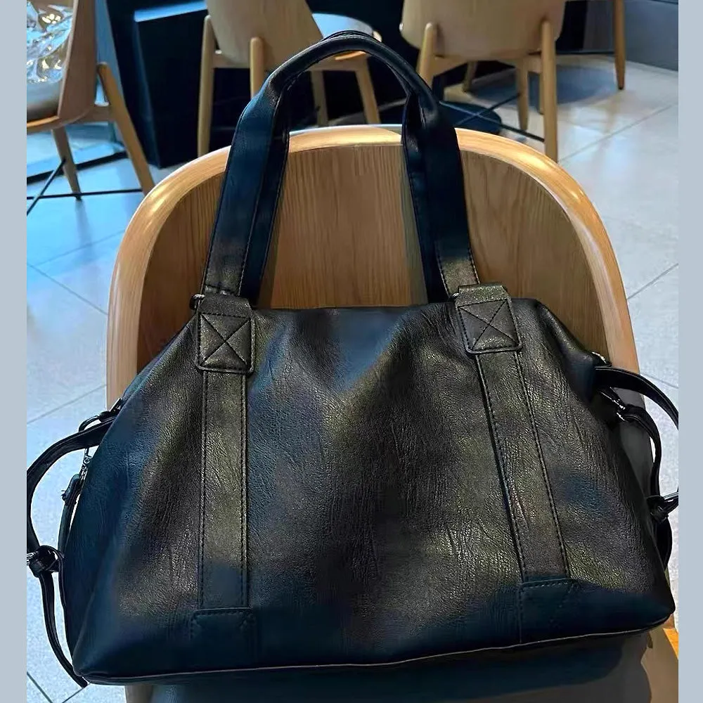 Josephine Large Faux Leather Tote Bag With Shoulder Strap in Black sold by XYlondon product image thumbnail 2