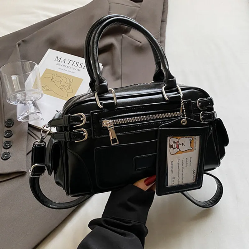 Faye Small Zip Crossbody Tote Bag With Handle in Black sold by XYlondon