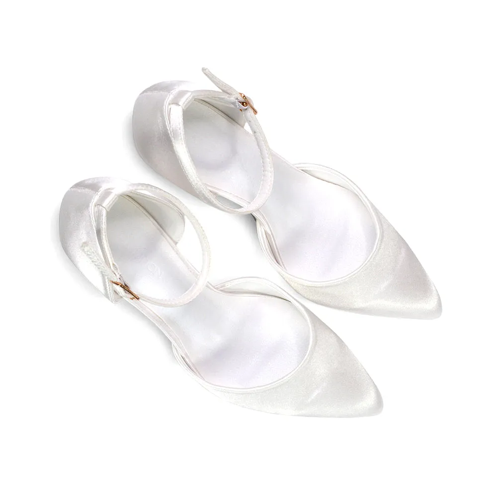 Ami High Heel Stilettos Pointed Toe Strappy Court Shoes in Ivory Satin sold by XYlondon product image thumbnail 3