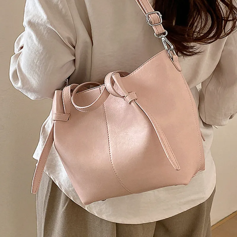Estella Shoulder Tote Handbag With Crossbody Strap in Pink made by XYlondon