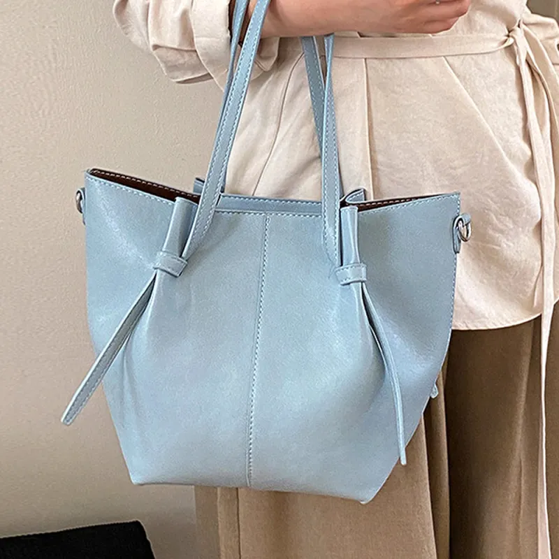 Estella Shoulder Tote Handbag With Crossbody Strap in Blue made by XYlondon