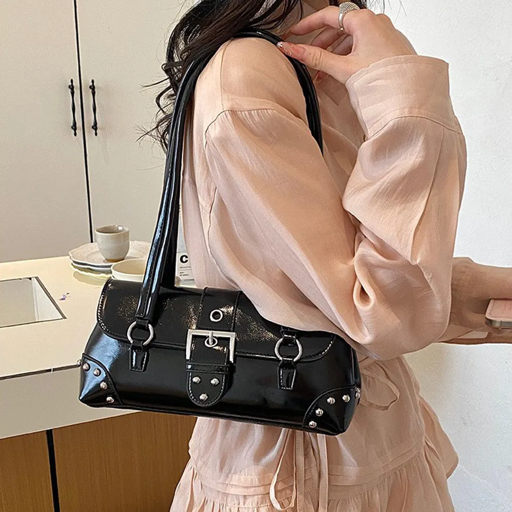 Caria Studded Faux Leather Structured Shoulder Bag With Belt in Beige sold by XYlondon product image thumbnail 5