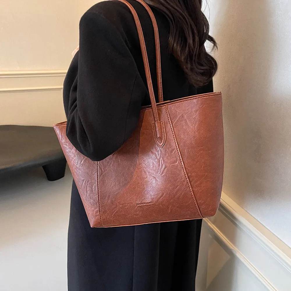 Eli Faux Leather Large Shoulder Tote Bag in Tan sold by XYlondon product image thumbnail 3