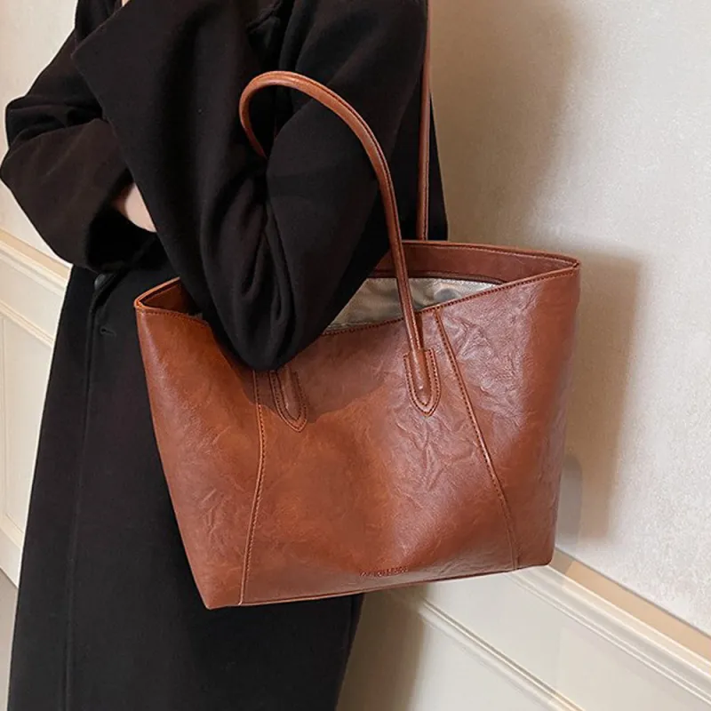 Eli Faux Leather Large Shoulder Tote Bag in Tan made by XYlondon