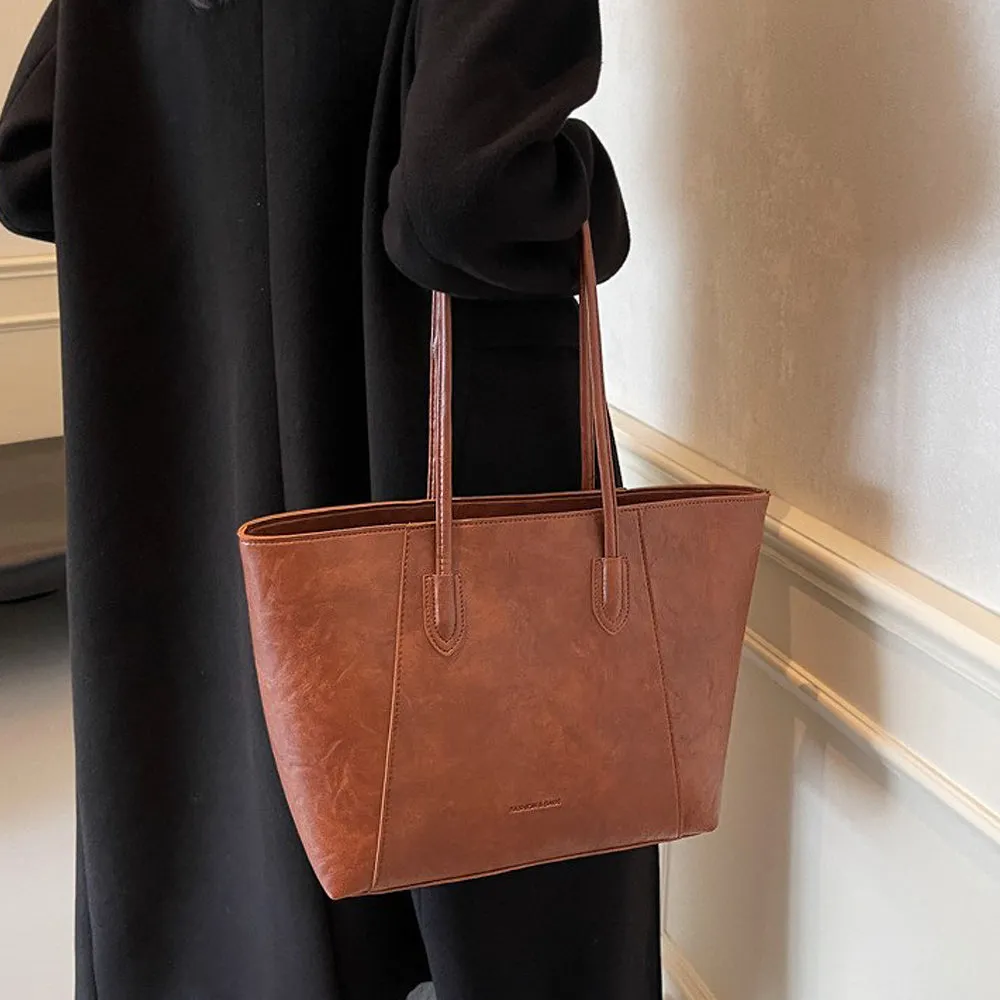 Eli Faux Leather Large Shoulder Tote Bag in Tan sold by XYlondon product image thumbnail 2