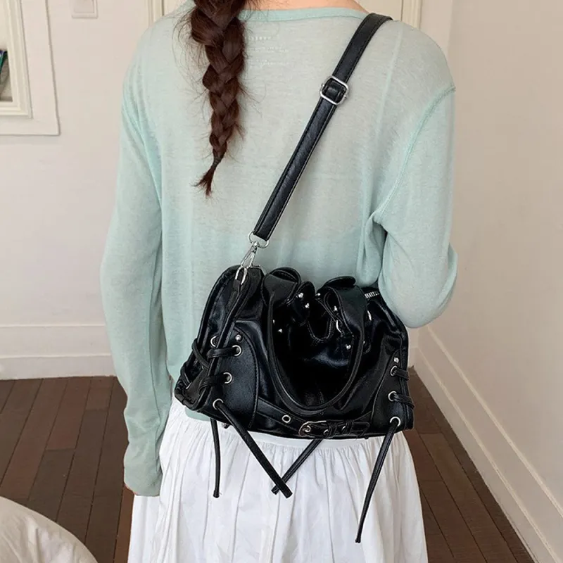 Maia Mini Bowler Top Handle Bag in Black made by XYlondon