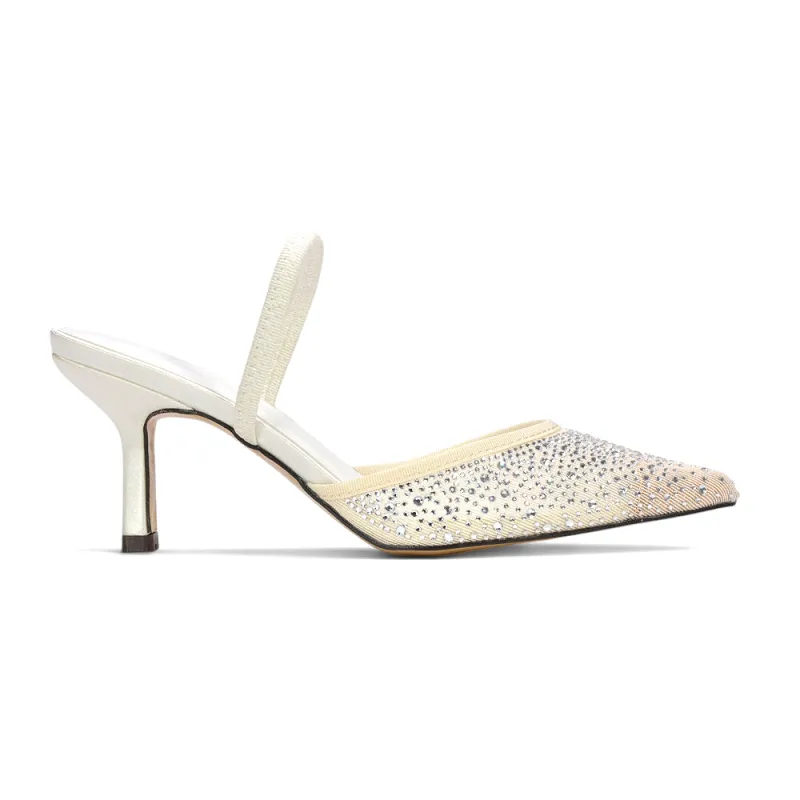 Nola Stiletto Party Heels Rhinestone Bridal Court Shoes in Ivory made by XYlondon