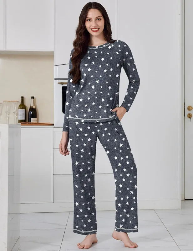 Long Sleeve Top and Pant Pjs Sets Soft 2 Piece Lounge Sets sold by Ekouaer