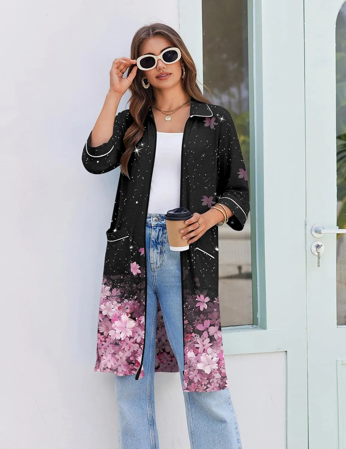 Zipper Robes for Women 3/4 Sleeve Housecoats sold by Ekouaer product image thumbnail 3