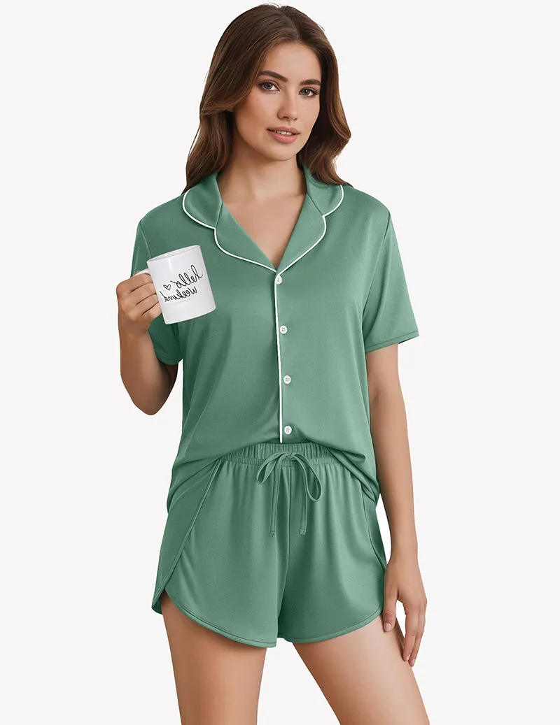 Button Up Sleepwear 2 Piece Pjs Lounge Set sold by Ekouaer product image thumbnail 2