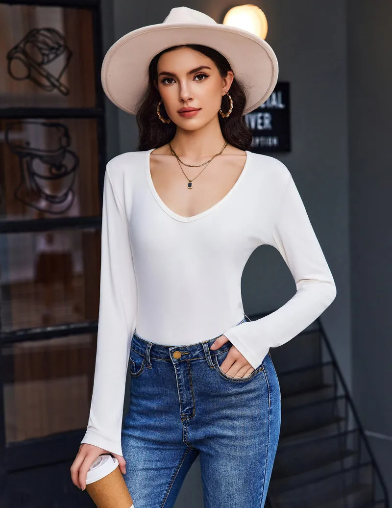 Deep V Neck Shirts Long Sleeve Thermal Tops Slim Fit Undershirts sold by Ekouaer product image thumbnail 2