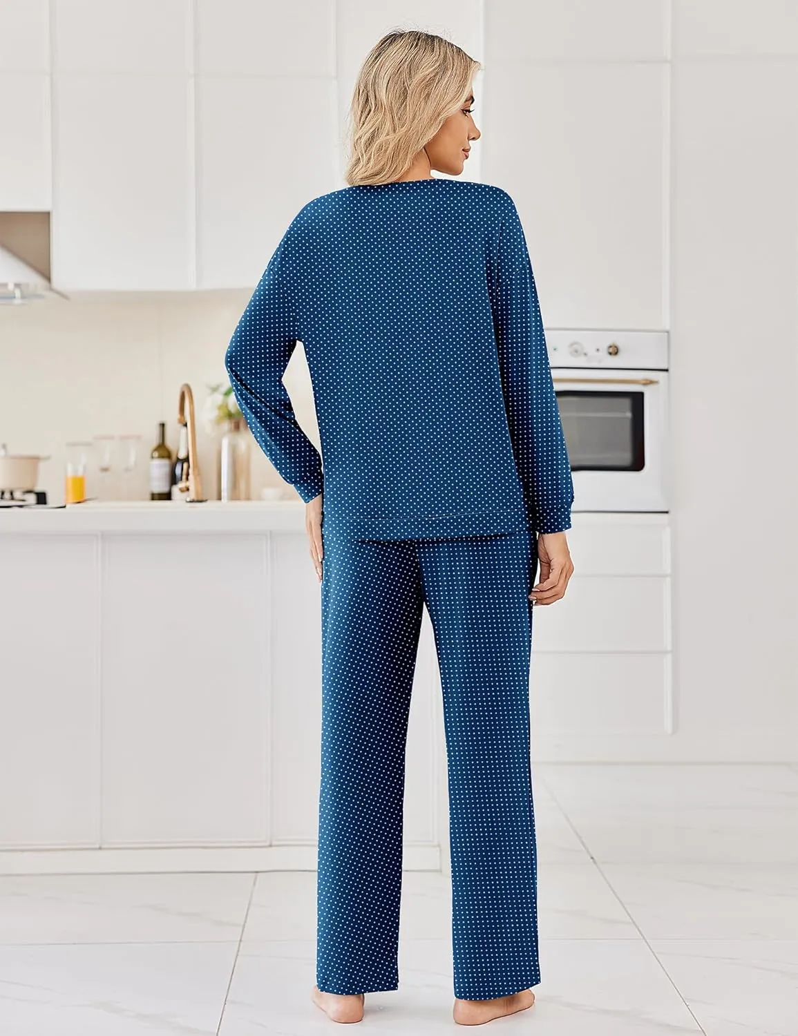 2 Pack Pajama Sets Long Sleeve Pajamas Top and Pants sold by Ekouaer product image thumbnail 3