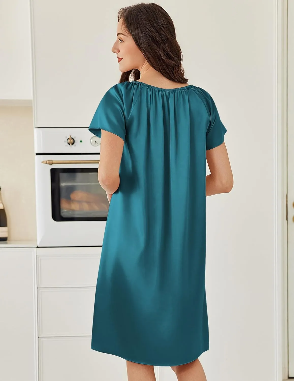 2 Pack Silk Nightgown Pleated Loose Night Shirts Dress sold by Ekouaer product image thumbnail 5