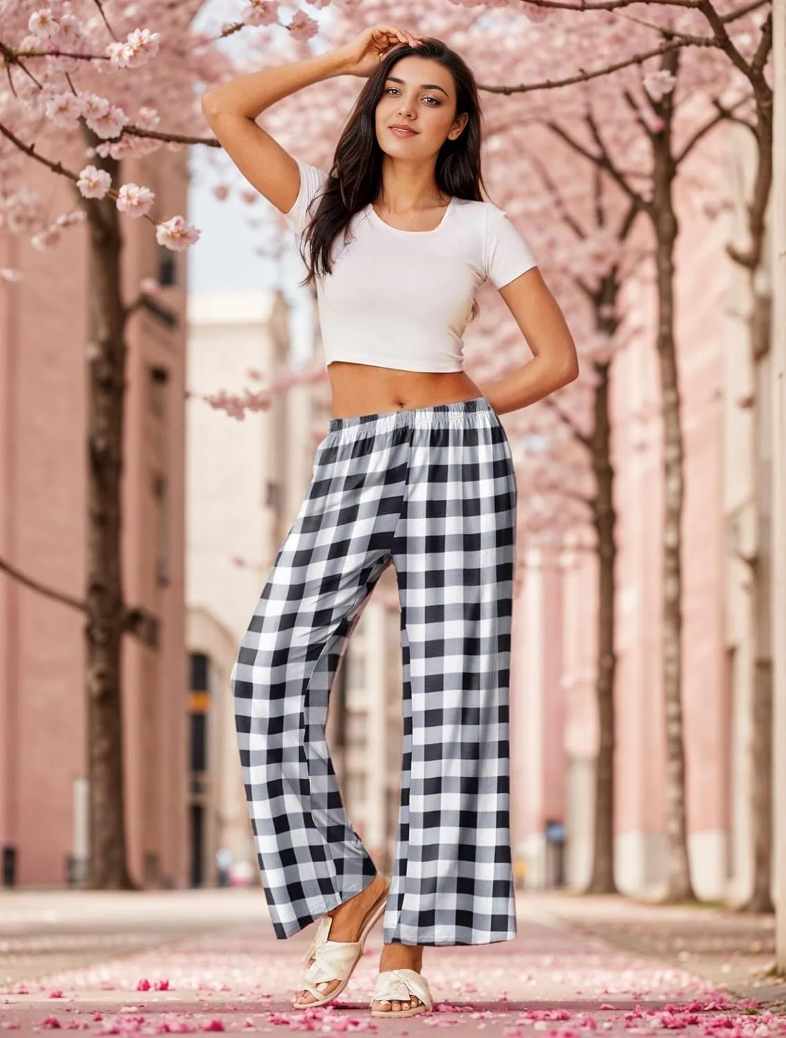 2 Pack Pajama Pants Soft Casual Comfy Wide Leg Sleep Pants sold by Ekouaer product image thumbnail 3