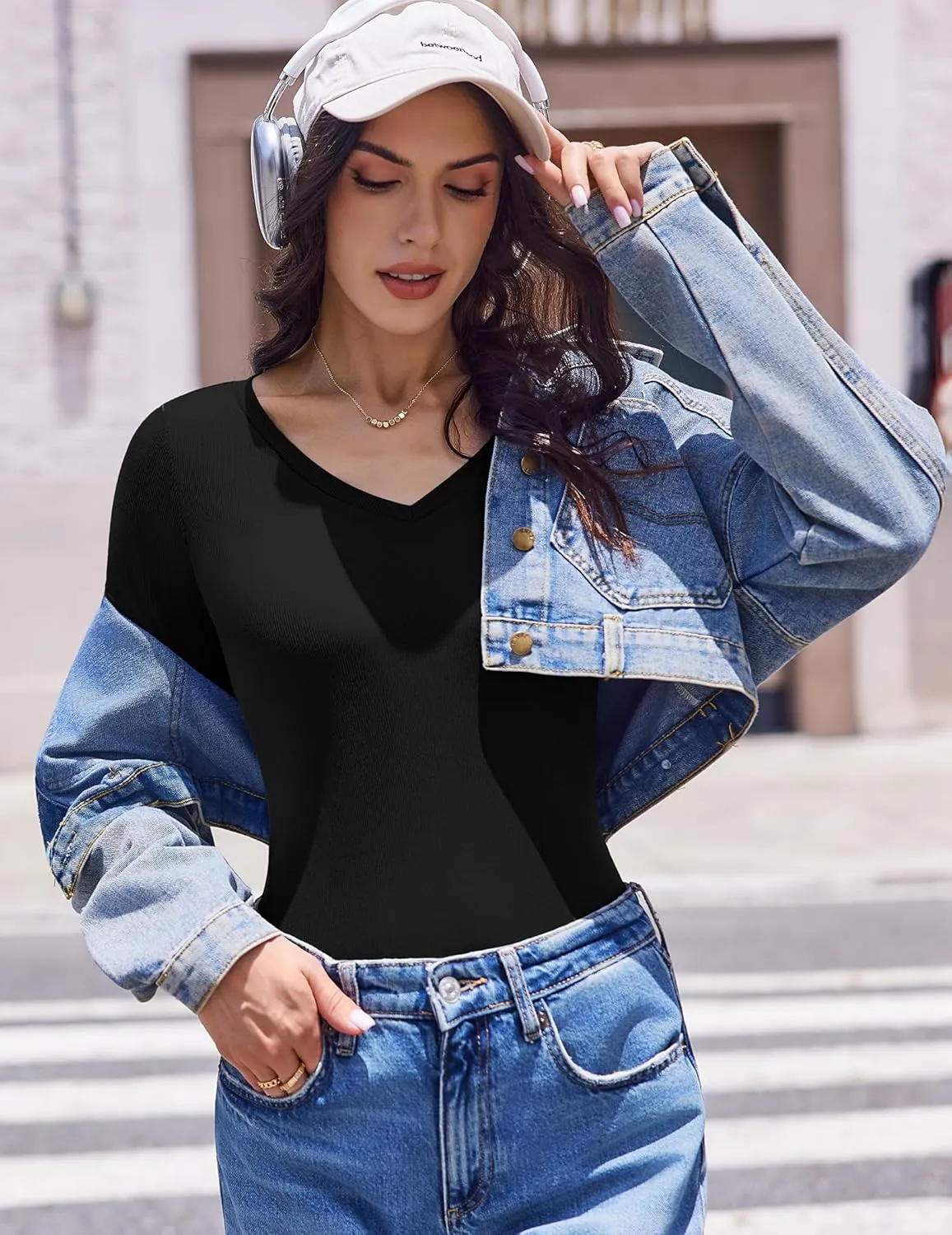 3 Pack Long Sleeve Shirts V Neck Ribbed Slim Fit Basic Tops sold by Ekouaer product image thumbnail 3