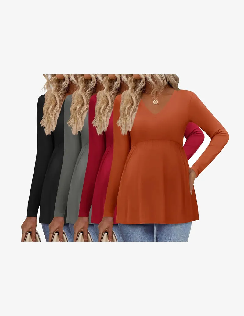 4 Packs Maternity Shirts Long Sleeve Pregnancy Tops sold by Ekouaer product image thumbnail 5