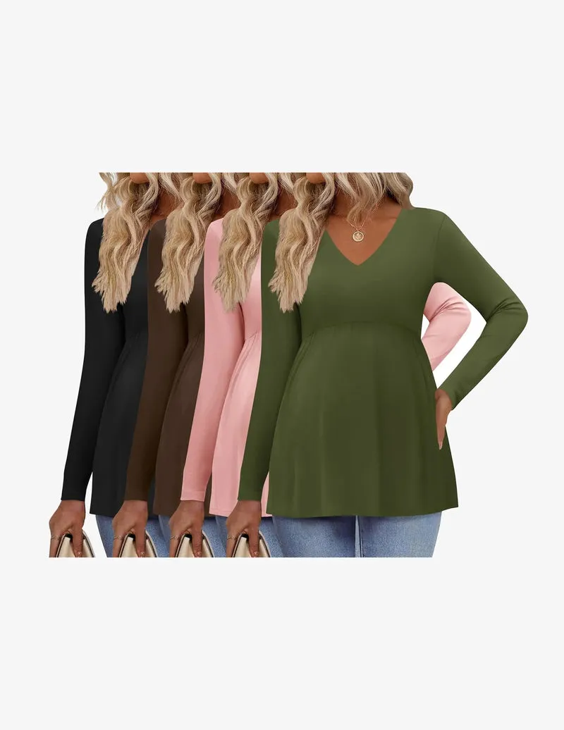 4 Packs Maternity Shirts Long Sleeve Pregnancy Tops sold by Ekouaer product image thumbnail 3
