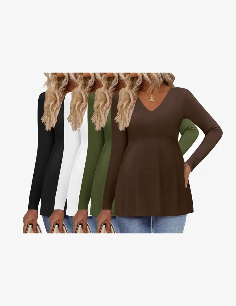 4 Packs Maternity Shirts Long Sleeve Pregnancy Tops sold by Ekouaer product image thumbnail 4