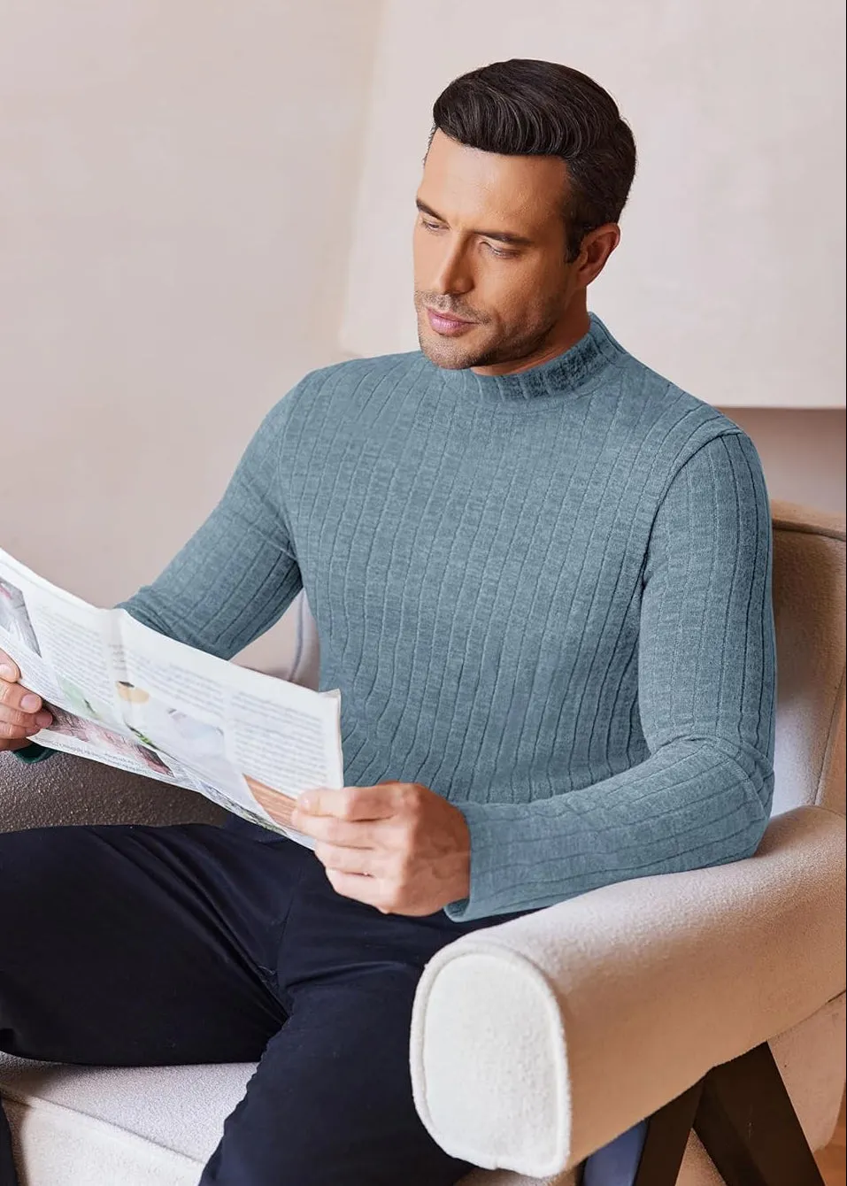 Men's Mock Turtleneck Shirts Long Sleeve Underwear Tops sold by Ekouaer product image thumbnail 3