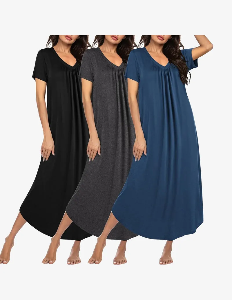 3 Pack Plus Size Long Nightgowns Plus Size House Dress sold by Ekouaer product image thumbnail 3