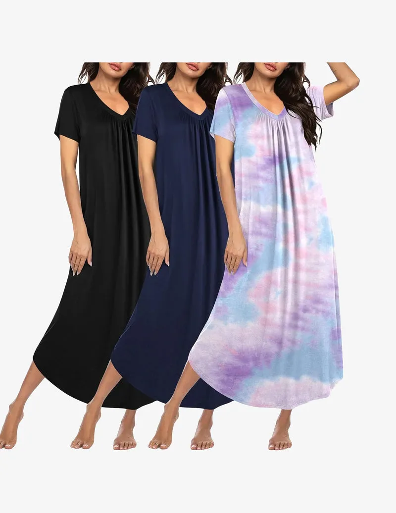 3 Pack Plus Size Long Nightgowns Plus Size House Dress sold by Ekouaer product image thumbnail 5