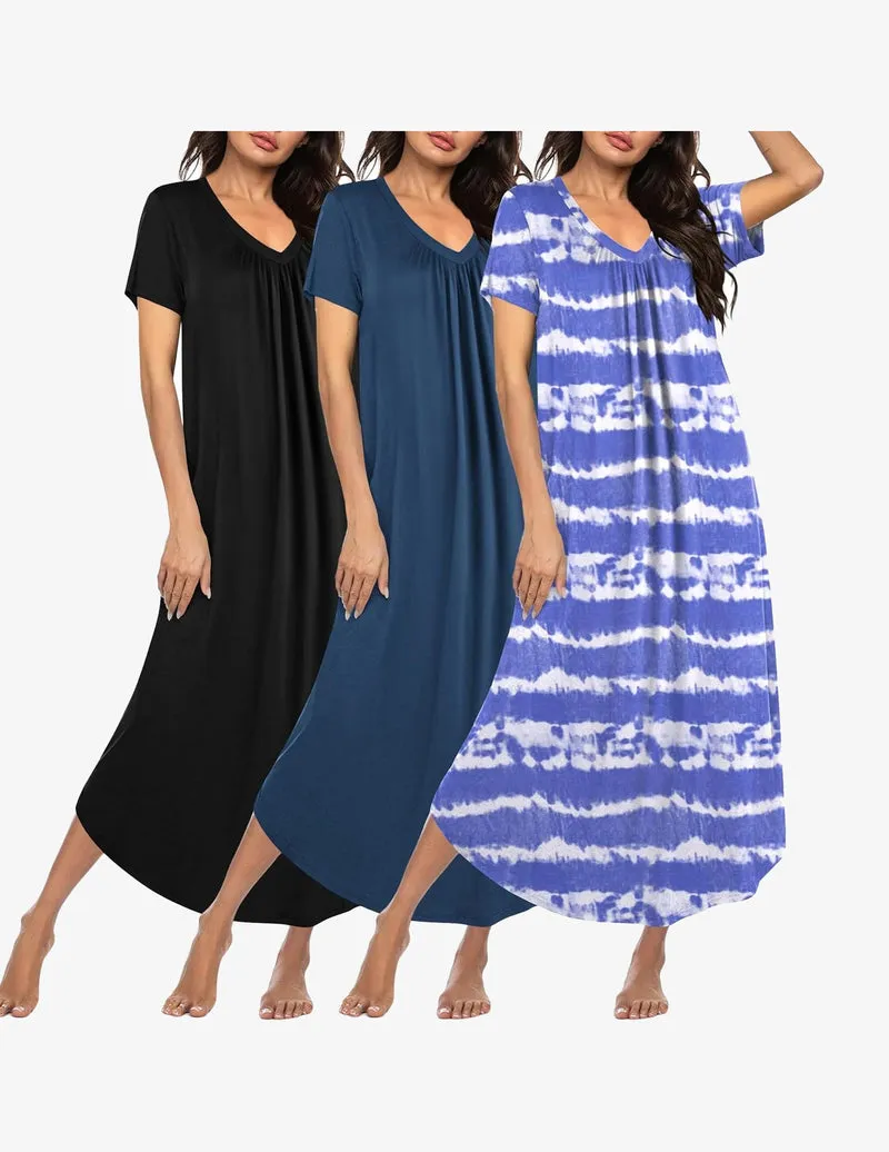 3 Pack Plus Size Long Nightgowns Plus Size House Dress sold by Ekouaer product image thumbnail 4